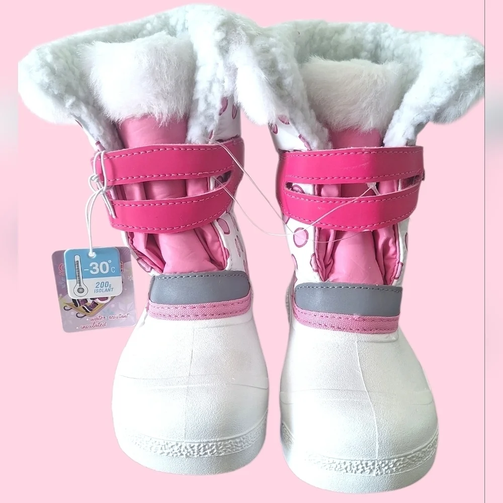 Skechers White Pink Water Resistant Insulated -30°C Girl's Boots Size 9 NWT